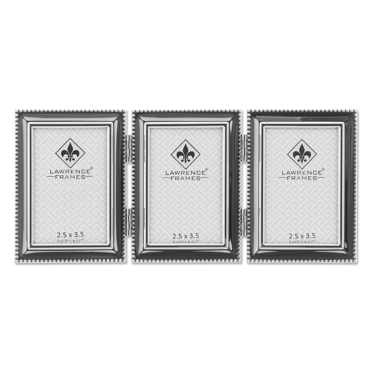 Lawrence Frames Marco de Fotos Triple con Bisagra, Latón Antiguo - Plata - 2.5x3.5 Triple