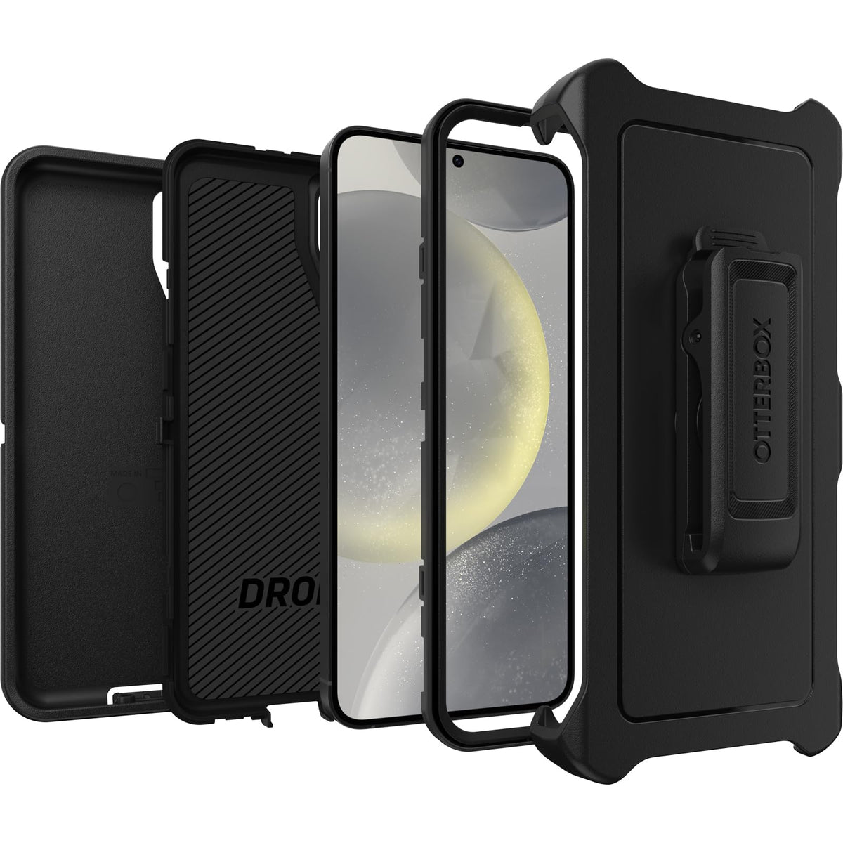 OtterBox Bleachers Defender Series Funda - Una Sola Unidad se envía en Bolsa de plástico, Ideal para Clientes de Negocios, Negro, Resistente y Duradero, con protección de Puerto, Incluye Soporte de
