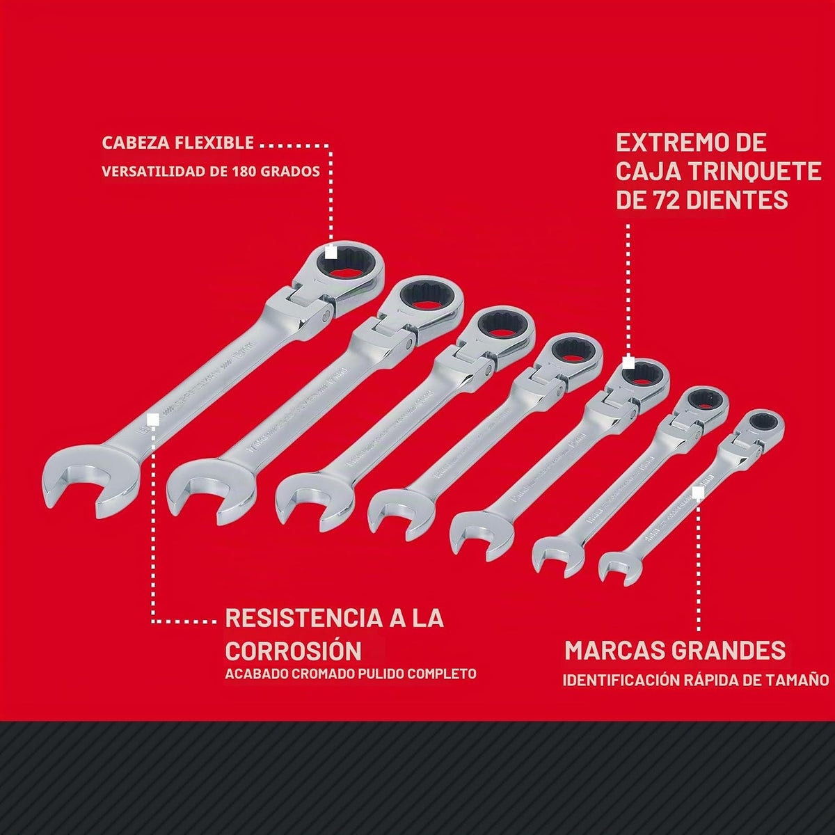 CRAFTSMAN Juego de Llaves Combinadas Métricas con Matraca Reversible por 7 Piezas (CMMT87009)