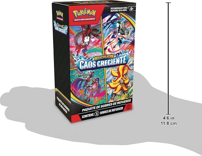 Pokémon Paquete de Sobres de Refuerzo de Megaevolución-Caos Creciente de JCC Producto en Español Latinoamericano