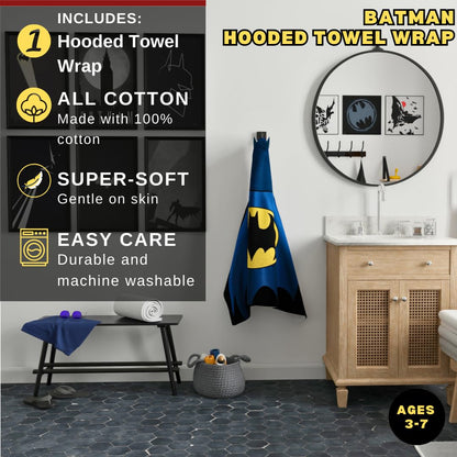 Batman DC Comics - Toalla de Toalla de Rizo de algodón Suave súper Suave para baño/Piscina/Playa, 24 x 50 Pulgadas, (Producto Oficial de Licencia) por Franco