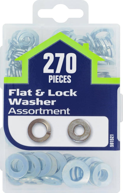The Hillman Group 591521 Small Flat and Lock Washer Assortment, 270-Pack