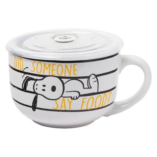 Silver Buffalo Peanuts Squad - Taza de cerámica, 24 onzas, color blanco | Blanco, 24 oz, 1 unidad, incluye tapa, licencia oficial