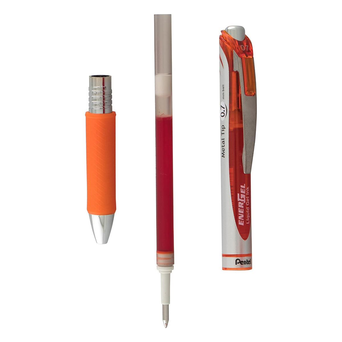 Pentel EnerGel Deluxe RTX Bolígrafo de gel líquido retráctil, línea media, punta de metal, tinta surtida, paquete de 3 (BL77BP3M2)
