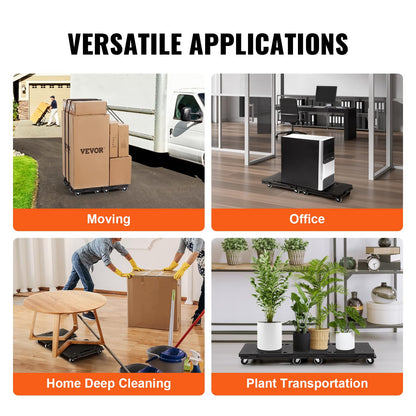 VEVOR - Mueble móvil de 40,6 x 28,9 cm, Capacidad de 500 Libras, Ruedas móviles, Ruedas portátiles, Resistentes, pequeño Carro Plano Entrelazado para Muebles Pesados, Paquete de 2, Color Negro