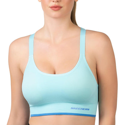 Skechers - Pack de 3 Sujetadores Deportivos para Mujer, Sostén Deportivo, Espalda Cruzada, atlética, Yoga, Paquete múltiple
