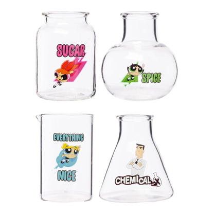 Silver Buffalo Juego de 4 Mini Vasos Nickelodeon Retro, 1.5 oz - Vasos esculpidos para niñas superpoderosas
