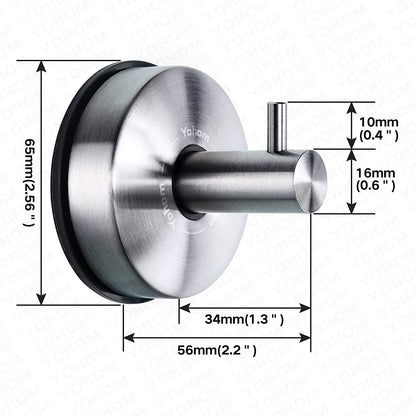Yohom Gancho Ventosa Fuerte 2 piezas El Toallero Ventosa De Pared Para Baño Cocina Colgador Perchero De Toallas Ropa y Bata Gancho Succión Sin Necesidad De Taladrar Acero Inoxidable Acabado Cepillado