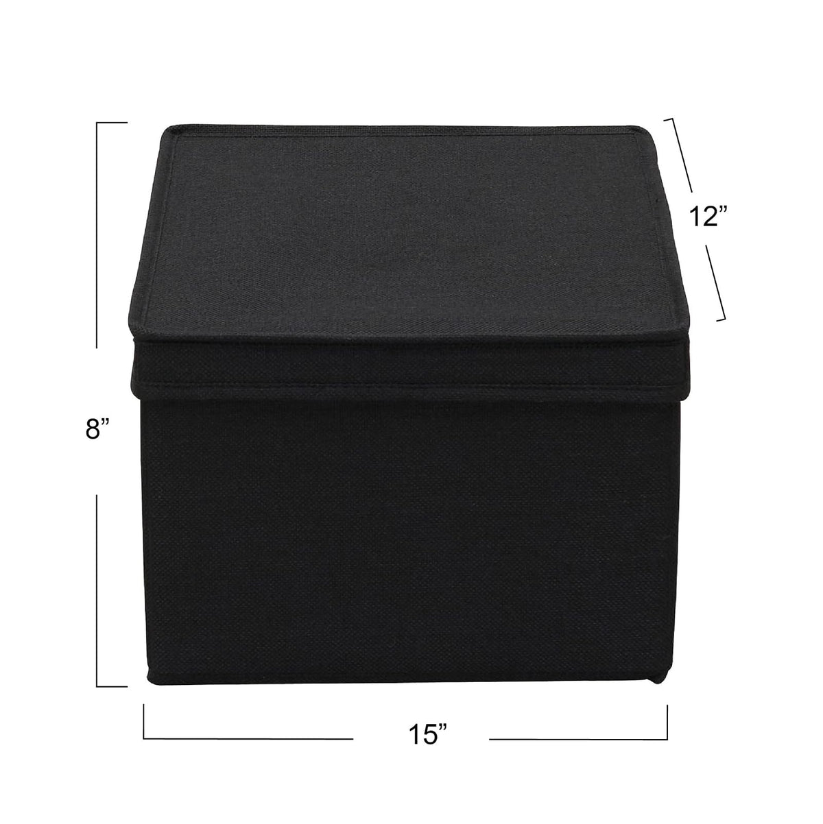 Household Essentials - Caja de almacenamiento grande de tela con tapa, color negro, juego de 2