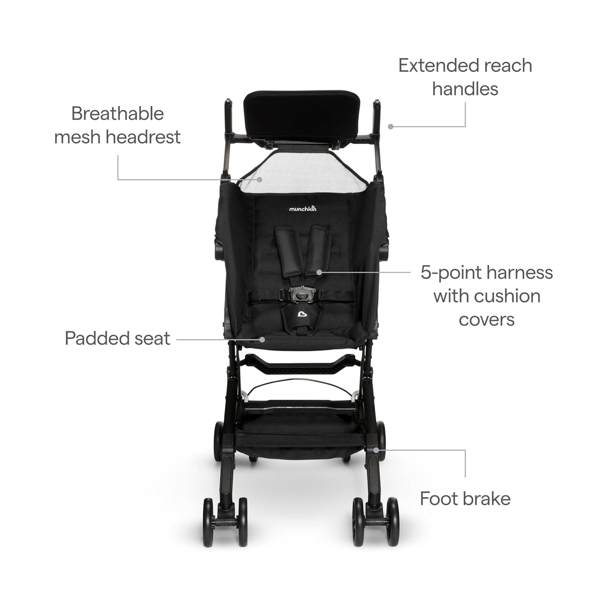 Munchkin® Sparrow™ carriola de viaje ligero ultra compacto para bebés y niños pequeños, negro