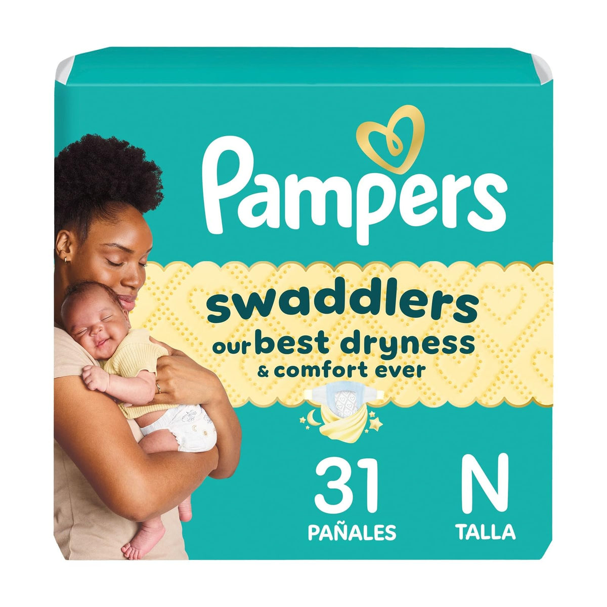 PAMPERS Swaddlers Pañales Desechables Unisex Etapa Recién Nacido, 31 Uds