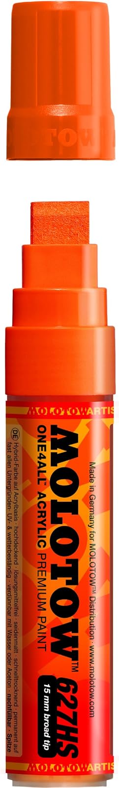 Molotow Marcador Acrílico 627HS, Punta de 15 mm - Paint Marker - 15mm - Naranja atrevido.