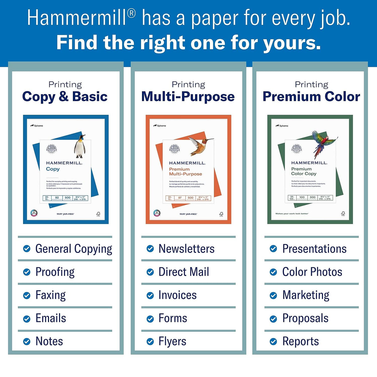 Hammermill - Papel para impresora (impresión láser de alta calidad, 10,9 kg, 8,5 x 14, 1 resma (500 hojas), 98 brillante, fabricado en los Estados Unidos, 104612