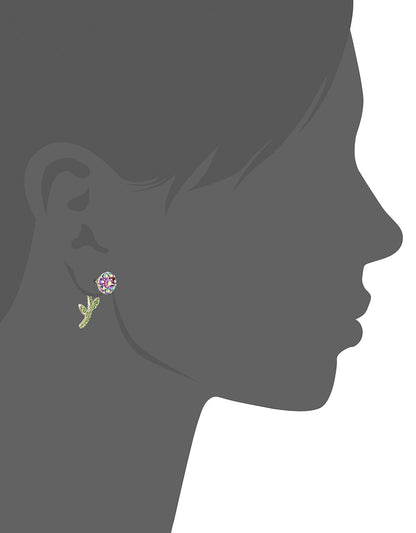 Betsey Johnson Pendientes de flor en la parte delantera y trasera