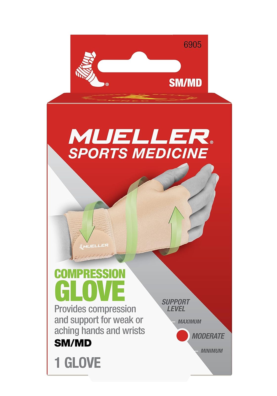 MUELLER - Guantes de compresión de medicina deportiva para hombres y mujeres, soporte para aliviar el dolor de manos y muñecas, ideal para túnel carpiano, artritis, se adapta a derecha o izquierda