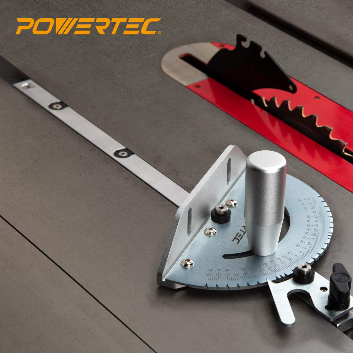 POWERTEC 71142 - Medidor de inglete universal para sierra de mesa con 27 topes de ángulo