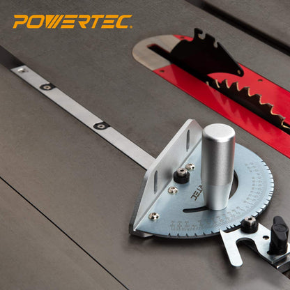 POWERTEC 71142 - Medidor de inglete universal para sierra de mesa con 27 topes de ángulo