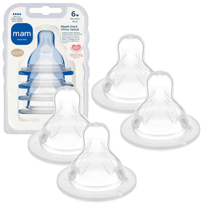MAM Pezones de Silicona SkinSoft Nivel 4 | Flujo extra rápido, 6+ meses, 4 pzs, sin BPA, silicona grado médico