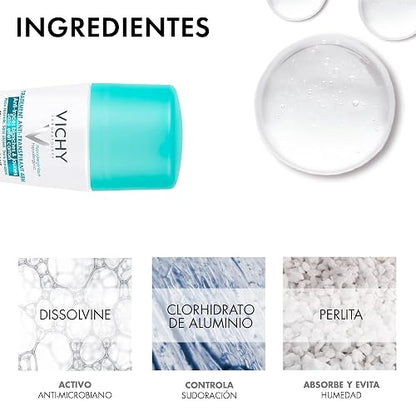 VICHY Desodorante Anti-transpirante y Anti-manchas Roll-On 48H Vichy Deos 50ml