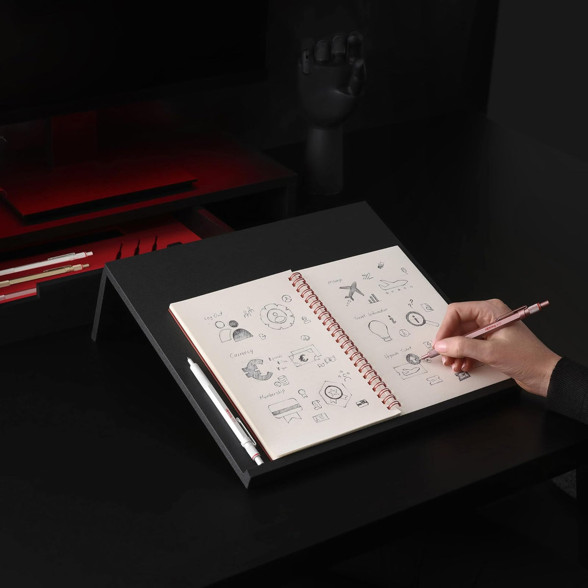 Rotring 600 bolígrafos metálicos de punta media, tinta negra, barril blanco perla recargable, 1 unidad