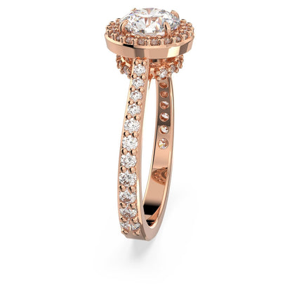 Swarovski Anillo de cóctel Constella, Talla redonda, Pavé, Blanco, Baño tono oro rosa