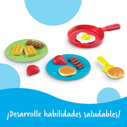 Learning Resources Pretend & Play Rise & Shine Breakfast - 21 Piezas, 3+ años Juegos de Imitacion, Juegos de Cocina de Juguete, Comida de Juguete para niños, Set de Cocina de Juguete