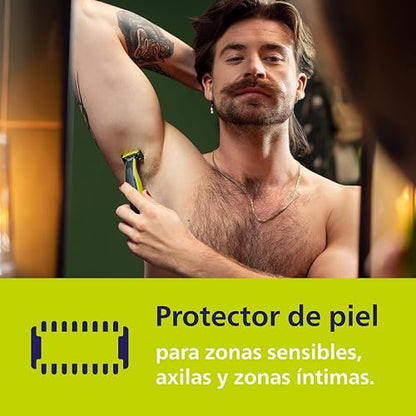 Philips OneBlade Kit de Repuesto con 3 Cuchillas y Accesorios para Cuerpo | Diseñado para cortar el vello, no tu piel | Durabilidad de hasta 4 meses de uso | 5 piezas | QP630/51