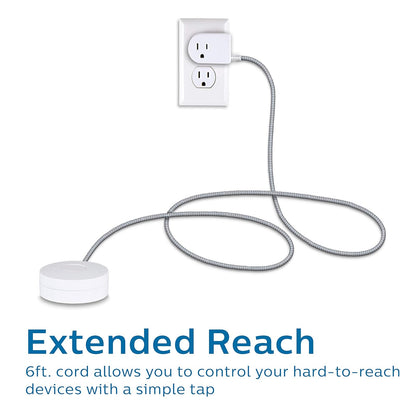 Philips SPS1611WA/37 - Enchufe de conexión a tierra con cable trenzado, cable de alimentación de 6 pies de largo, interruptor de encendido/apagado, para montaje en mesa o pared, perfecto para