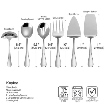 Gourmet Basics by Mikasa Kaylee Juego de utensilios para servir de acero inoxidable, 8 piezas