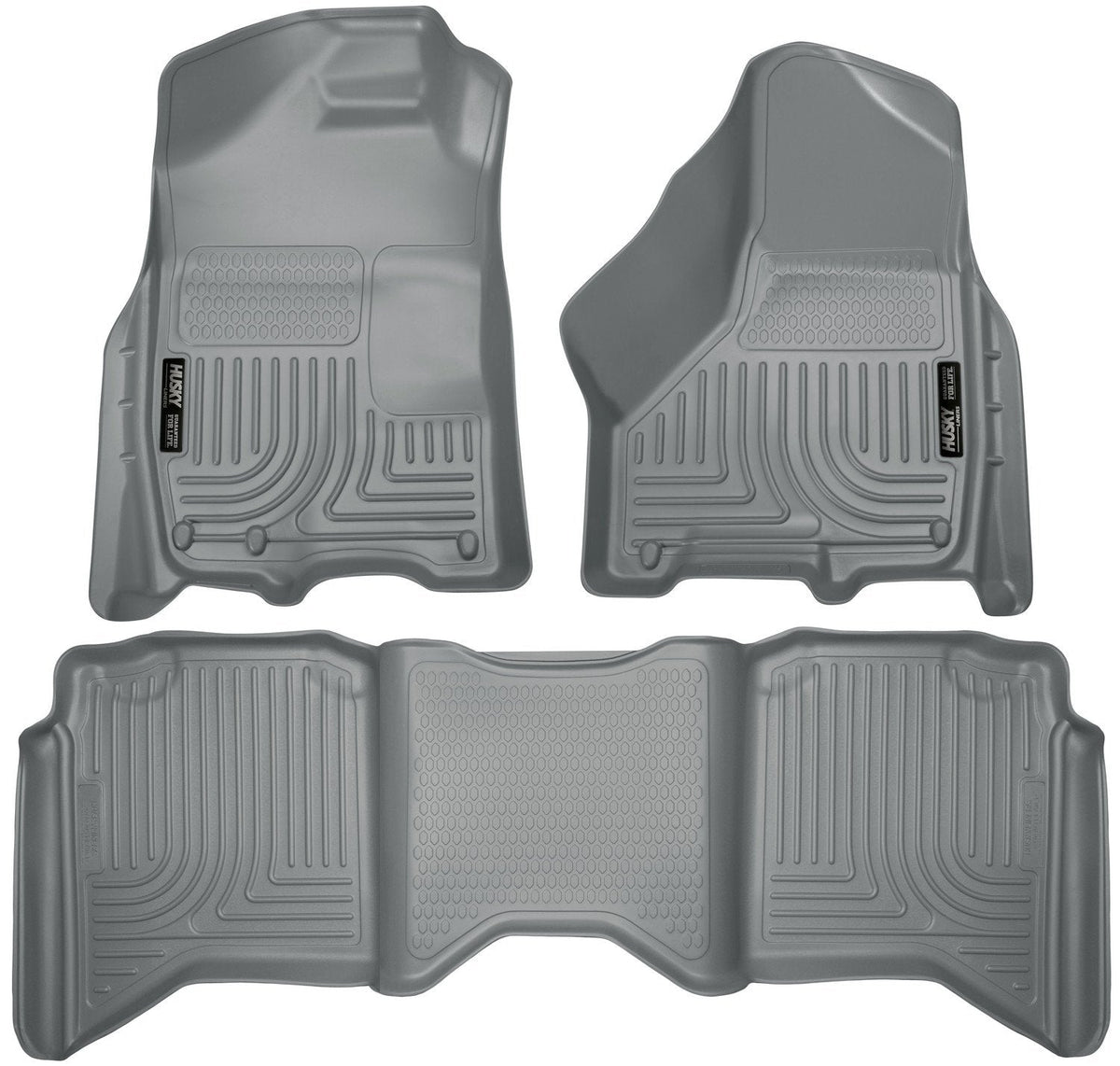 Husky Liners Weatherbeater - Alfombrillas para Piso | Se Adapta a Ram 1500 2009-2024 (Solo Cuerpo clásico 19-24) Crew Cab; Ram 2500/3500 2010 con transmisión automática | Fila Delantera y 2da, 3 - Gris - Weatherbeater Front & 2nd Seat Floor Mats - Crew Ca