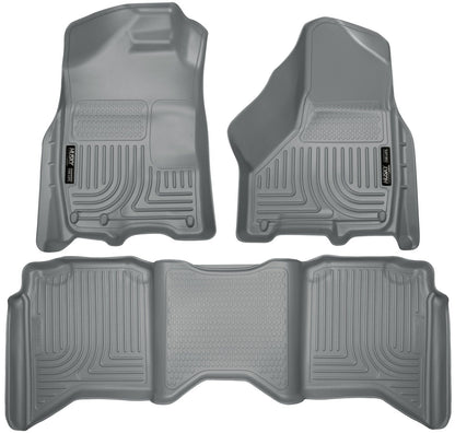 Husky Liners Weatherbeater - Alfombrillas para Piso | Se Adapta a Ram 1500 2009-2024 (Solo Cuerpo clásico 19-24) Crew Cab; Ram 2500/3500 2010 con transmisión automática | Fila Delantera y 2da, 3 - Gris - Weatherbeater Front & 2nd Seat Floor Mats - Crew Ca