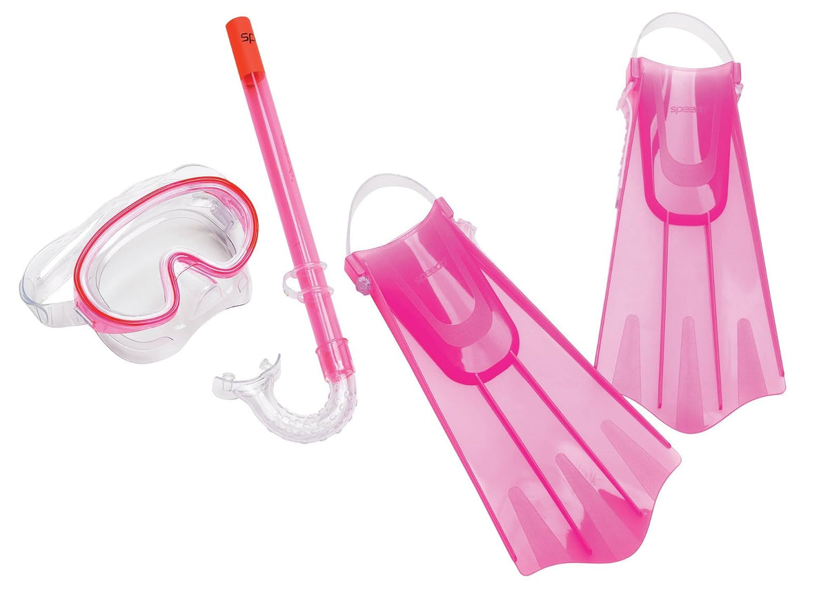 Speedo Kid 's Aqua Quest máscara/Snorkel/Juego de Aletas - Pink frost - Pequeño - Mediano