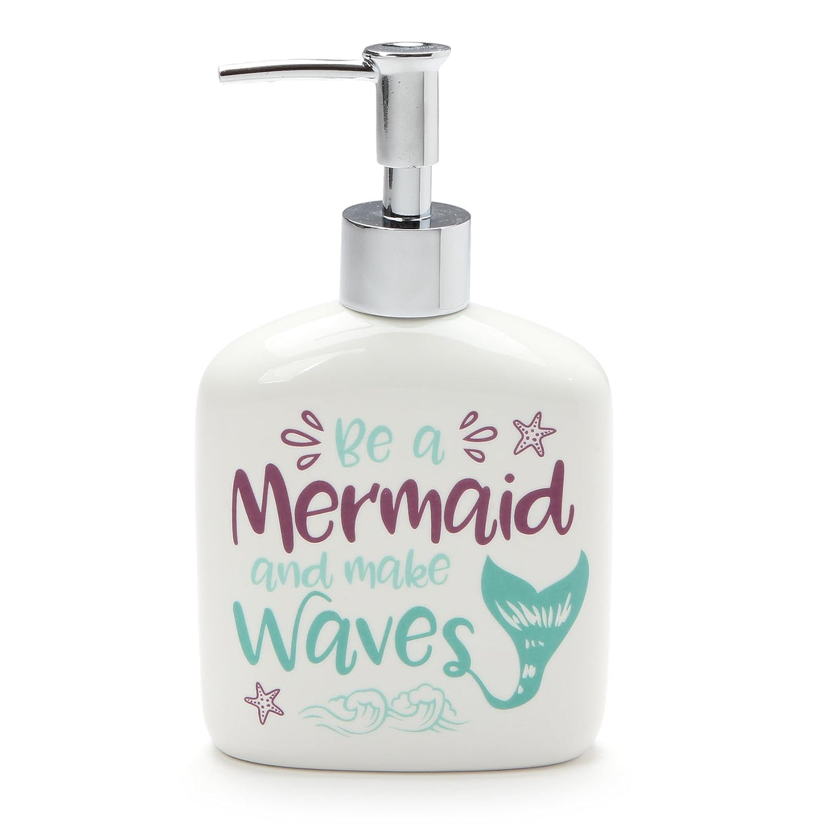 Enesco Our Name Is Mud Mermaid Waves Dispensador de jabón de gres, 12 oz, Multicolor