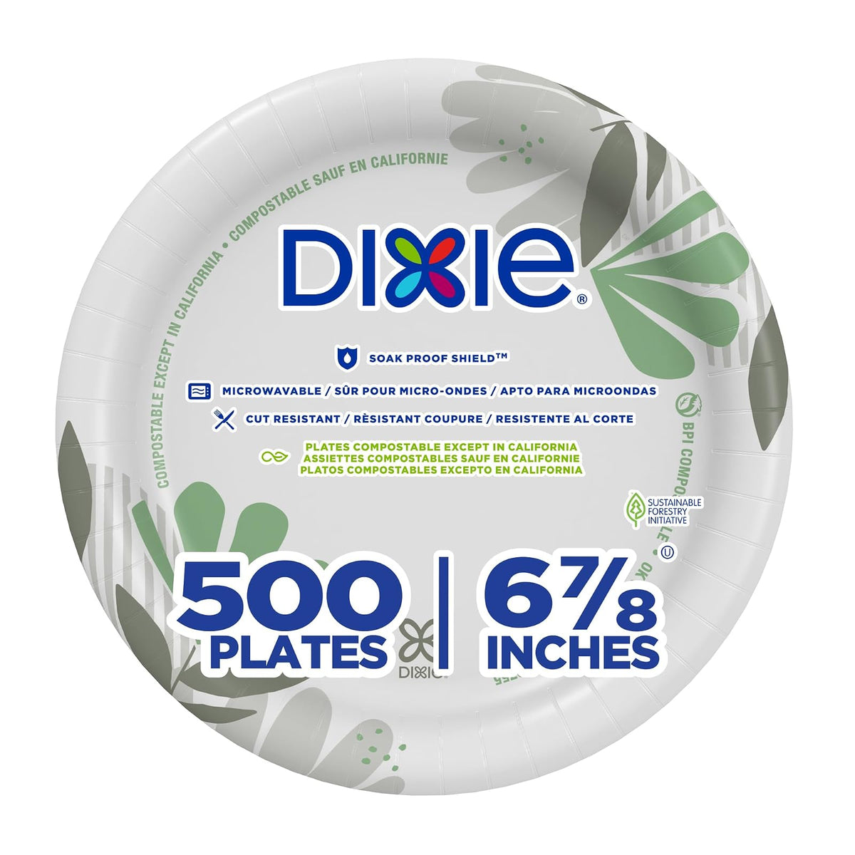 Dixie Platos de Papel Desechables Pathways - Blanco - 6 7 - 8 in