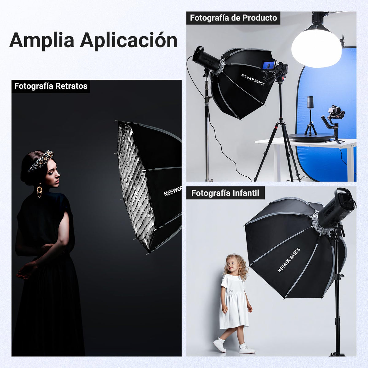 NEEWER 90cm Softbox Octagonal, Softbox de Montaje Bowens de Liberación Rápida con Rejilla de Panal, Difusor de Luz, para RGB CB60 CB60B CB200B MS60B MS60C MS150B S101-300W/400W Pro Vision 4 Q4, NS35P