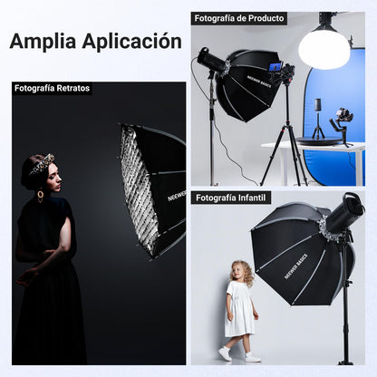 NEEWER 90cm Softbox Octagonal, Softbox de Montaje Bowens de Liberación Rápida con Rejilla de Panal, Difusor de Luz, para RGB CB60 CB60B CB200B MS60B MS60C MS150B S101-300W/400W Pro Vision 4 Q4, NS35P