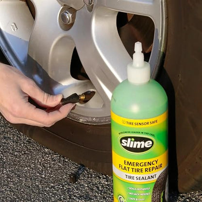 Slime 10011 Sellador de Reparación de Pinchazos de Neumáticos Planos para Vehículos de Carretera Automóviles y Remolques No Tóxico Ecológico 473ml