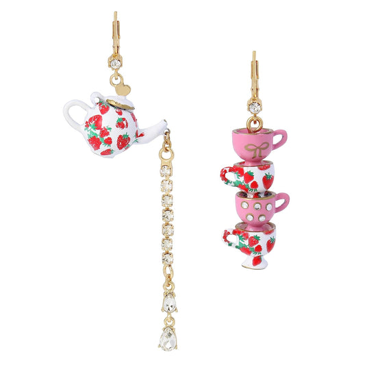 Betsey Johnson - arete de fiesta de té para mujer, color rosa, talla única, Una talla, Metal, No es una piedra preciosa