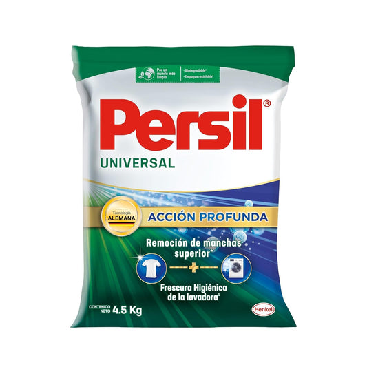 Persil- Detergente en Polvo Universal 4.5Kg Acción Profunda Plus, Remoción de Manchas Incrustadas y Odor Block, con Tecnología Alemana