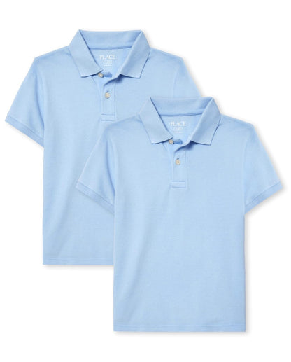 The Children's Place Polo de Manga Larga, Paquete de Dos Camisa para Niños - Brook Paquete de 2 - XS