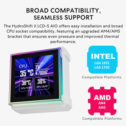 Lian Li Hydroshift II 360 CL ARGB - Enfriador de CPU líquido - 360 mm AIO - visualización cuadrada IPS LCD de 3.4 pulgadas - Cadena margarita - Bajo ruido - Intel LGA 1851/1700, AMD AM5/AM4-3X CL120
