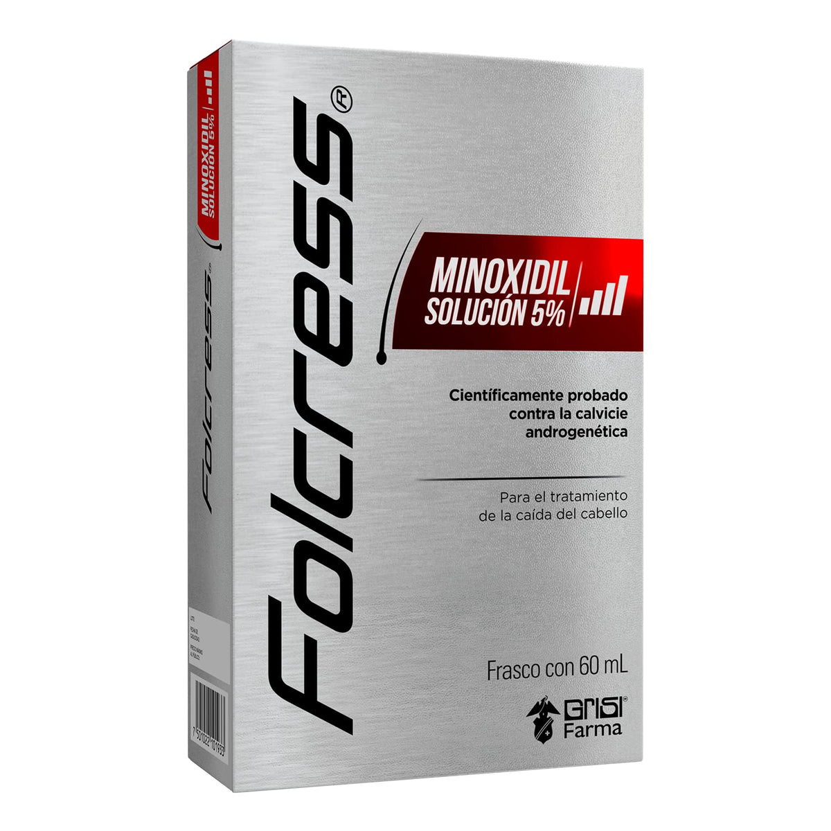 Folcress Solución Minoxidil 5% - Tratamiento Anticaída para Hombres, Estimula el Crecimiento Capilar, Cuidado del Cabello - 60 ml