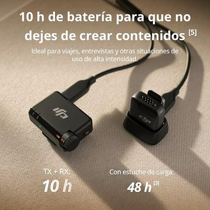 DJI Mic Mini (1 TX + 1 RX), superligero, Sonido Lleno de Detalles | Cancelación ruido, límite autom., micrófono inalámbrico para cámaras/iPhone/Android, vlogs, streaming, transmisión 400m