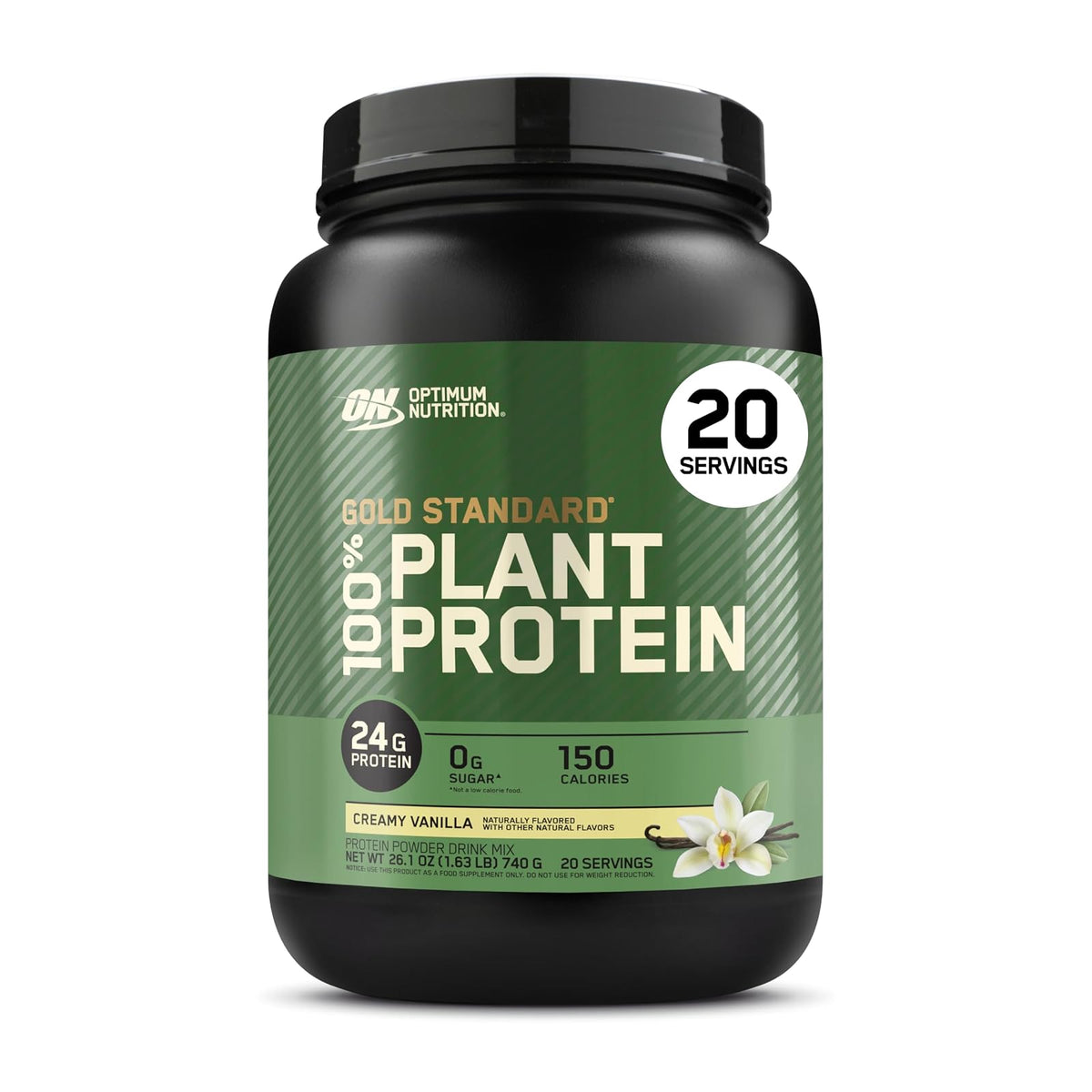 Optimum Nutrition ON Gold Standard 100% Plant based Proteina sabor Vainilla, 0g de azúcar, Gluten Free, Vegana, 1.76 lb.