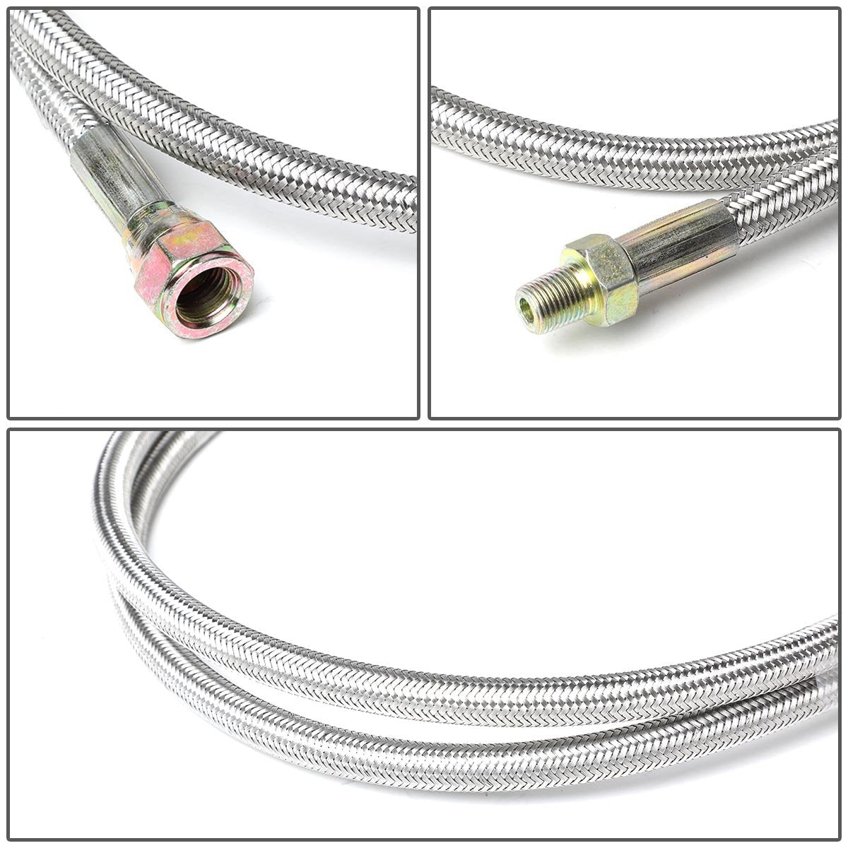 DNA Motoring OFL-KIT-008-SL Kit Completo Línea Drenaje/Alimentación Turbo Universal Plateado