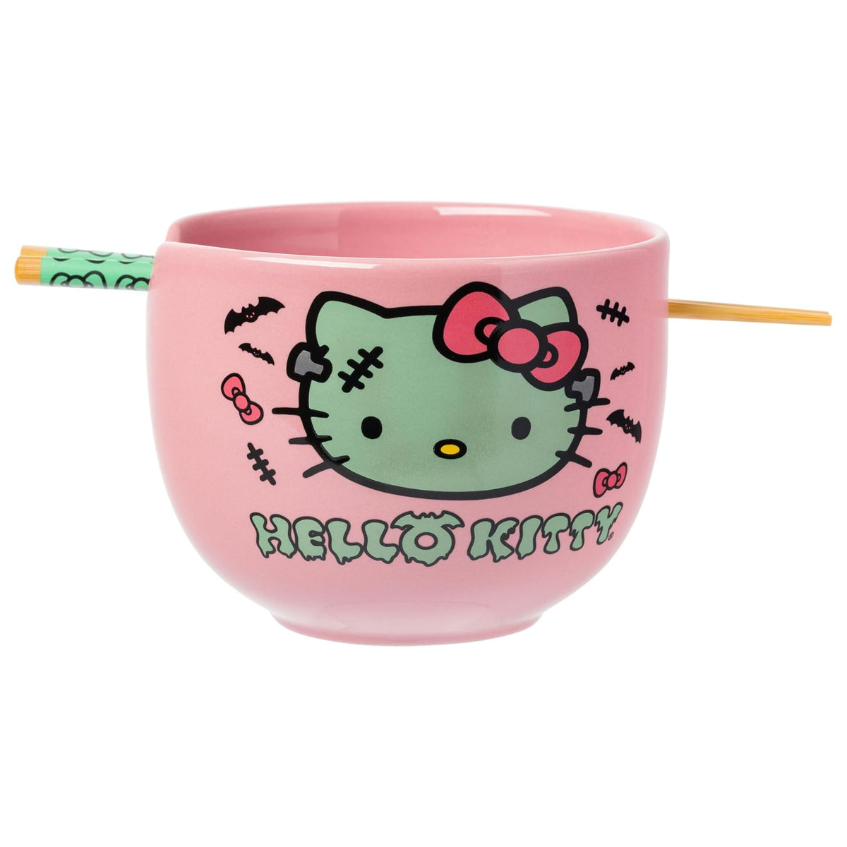 Silver Buffalo Hello Kitty Tazón de Arroz con Palillos 20 oz - Hello Kitty Frankenstein