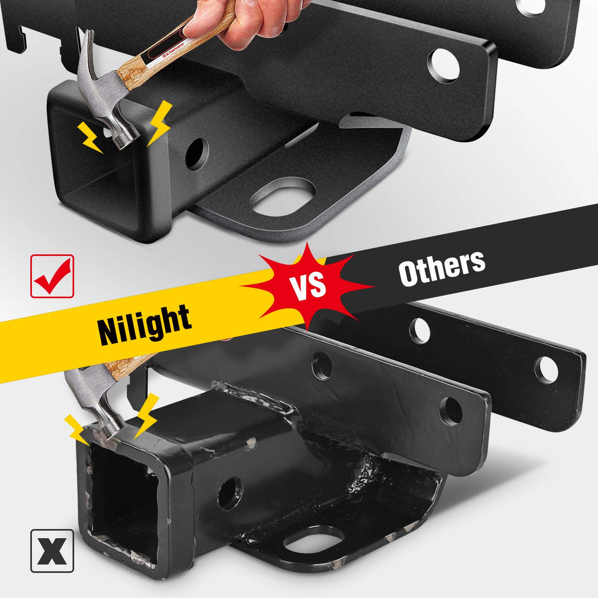 Nilight Kit Receptor de Enganche de Remolque JL-64A, 5 cm, para Jeep Wrangler JL 2018-2024