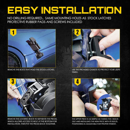 Xprite - Kit de pestillos de aluminio compatible con Jeep Wrangler JK JKU 2007-2018 2018 2019 2020 Jeep Wrangler JL JLU - Pares