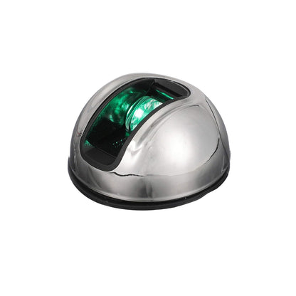 attwood NV3012SSG-7 LightArmor™ Luz de navegación Vertical de Montaje en Superficie de 2 Millas, iluminación LED Verde, Carcasa Redonda de Acero Inoxidable