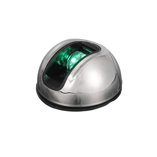 attwood NV3012SSG-7 LightArmor™ Luz de navegación Vertical de Montaje en Superficie de 2 Millas, iluminación LED Verde, Carcasa Redonda de Acero Inoxidable